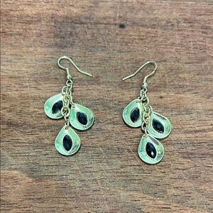 Elegant Gold and Black Teardrop Earrings